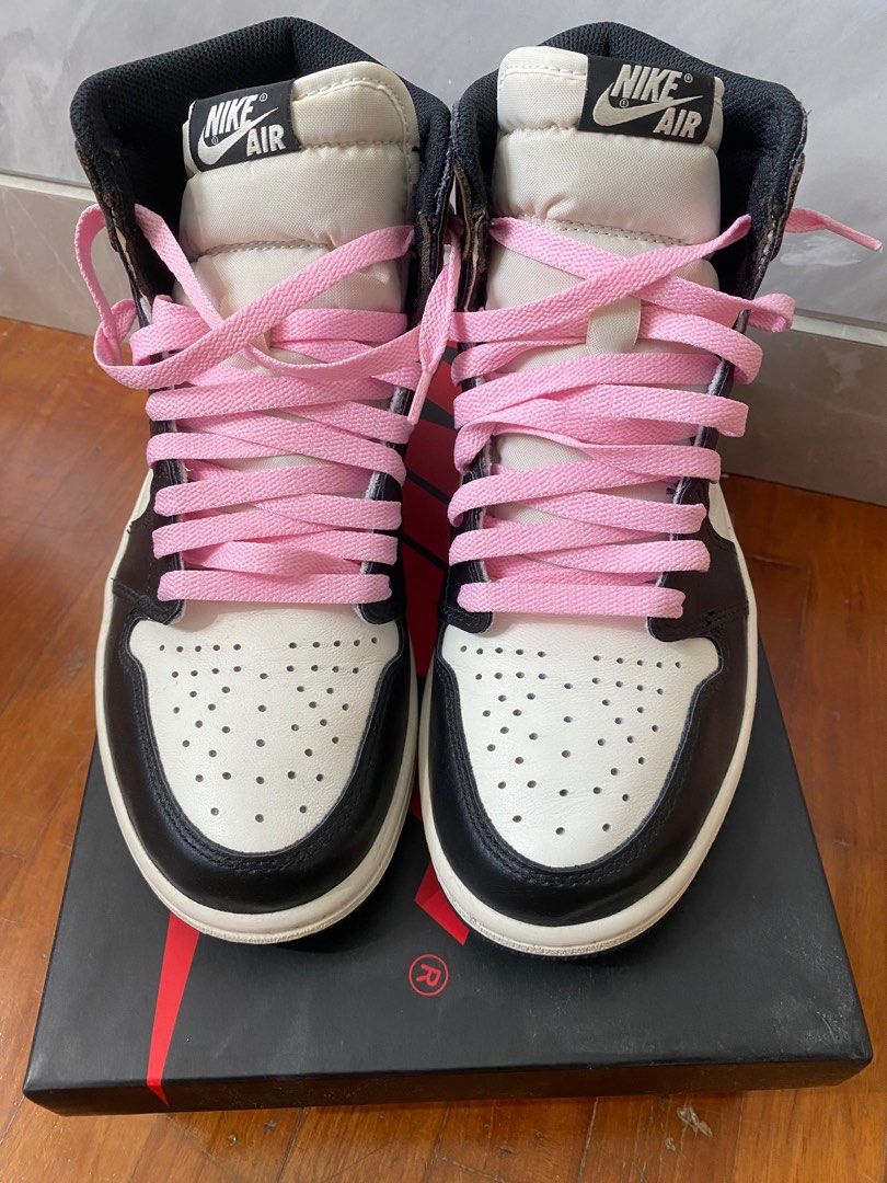 mocha jordan 1 with pink laces