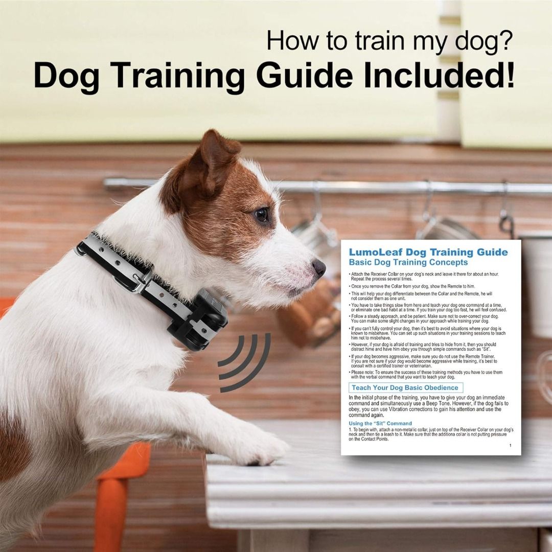 LumoLeaf Dog Training Collar Waterproof USB Rechargeable Dog Remote Trainer with Double Vibration and Beep Mode for Home Training Use 500 Yards