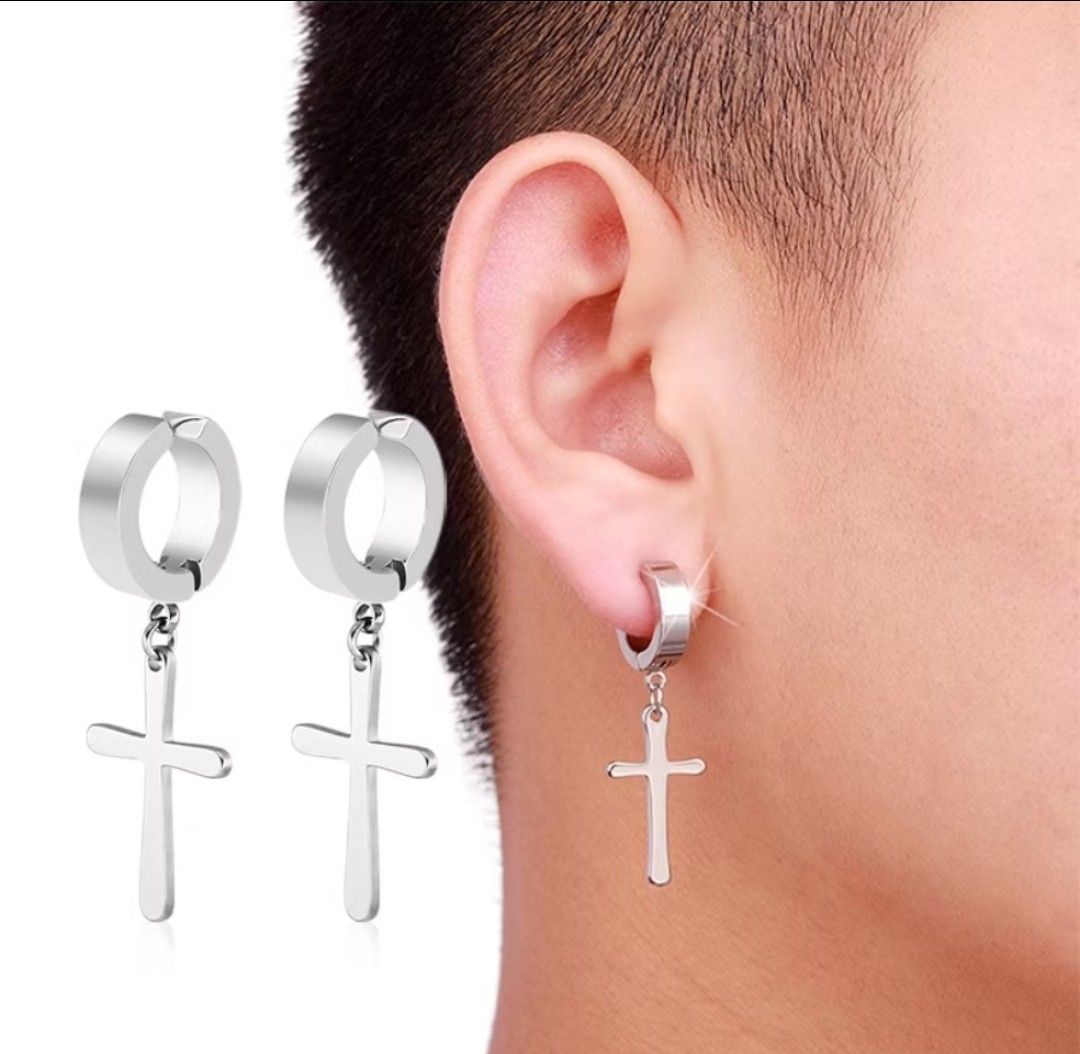 Magnetic earrings dangling magnetic clip on earrings fake ear hole unisex earrings jesus cross earrings Women s Fashion Jewelry Organisers Earrings on Carousell