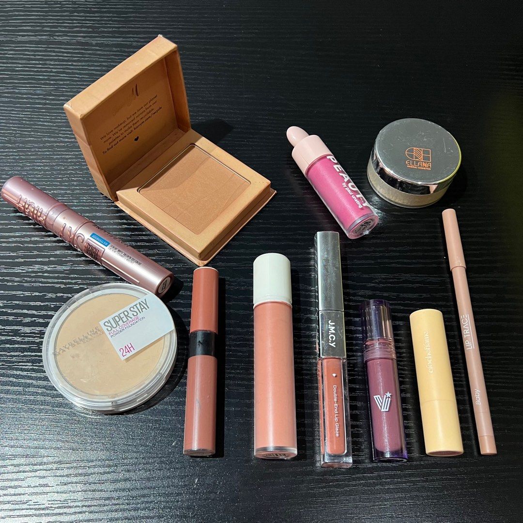 Makeup Bundle- Maybeline, GRWM, Vice Cosmetics etc. (Category: Makeup) located in Mandaluyong City. Submitted by weeeka_ (Listing ID 1324023705, Image 2). Description: I’m selling some pre-loved makeup, with items ranging from 70-95% in condition. These products were either gifted to me (only swatched or used once or twice), or I purchased them but eventually realized they no longer suit my skin tone. I frequently go to the beach, so my skin colo