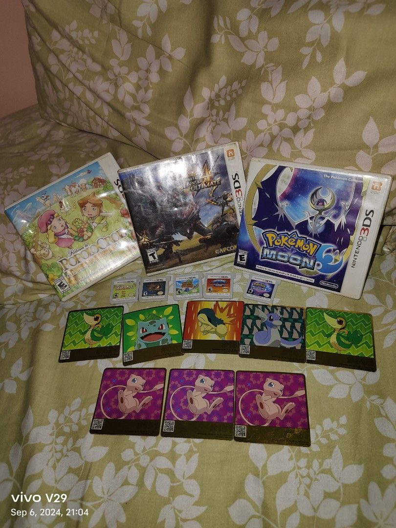 Nintendo 3ds Games (Category: Nintendo) located in Banga. Submitted by lsegadgets (Listing ID 1324147911, Image 1). Description: For sale 5pcs nintendo 3ds games Usa version All Working no issue Popolocrois Story of season - 700 MH4 - 450 Skylanders (cart only) - 300 Pokemon Moon (Cart only) 600 Animal crossing New leaf (Cart only) 600 TAKE ALL for 1599+ Shipping Location. Suralla So.cot Mod - LBC MOP - Gcash.
