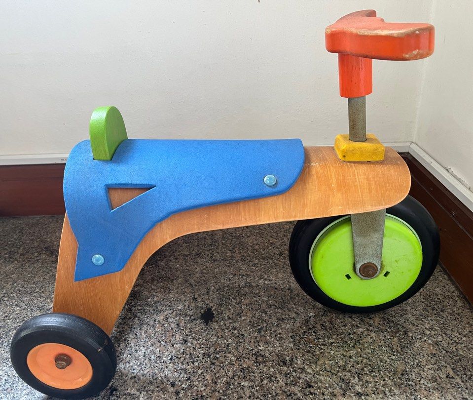 Moving out sale Plan Toys sturdy wooden tricycle for toddler Babies Kids Infant Playtime on Carousell