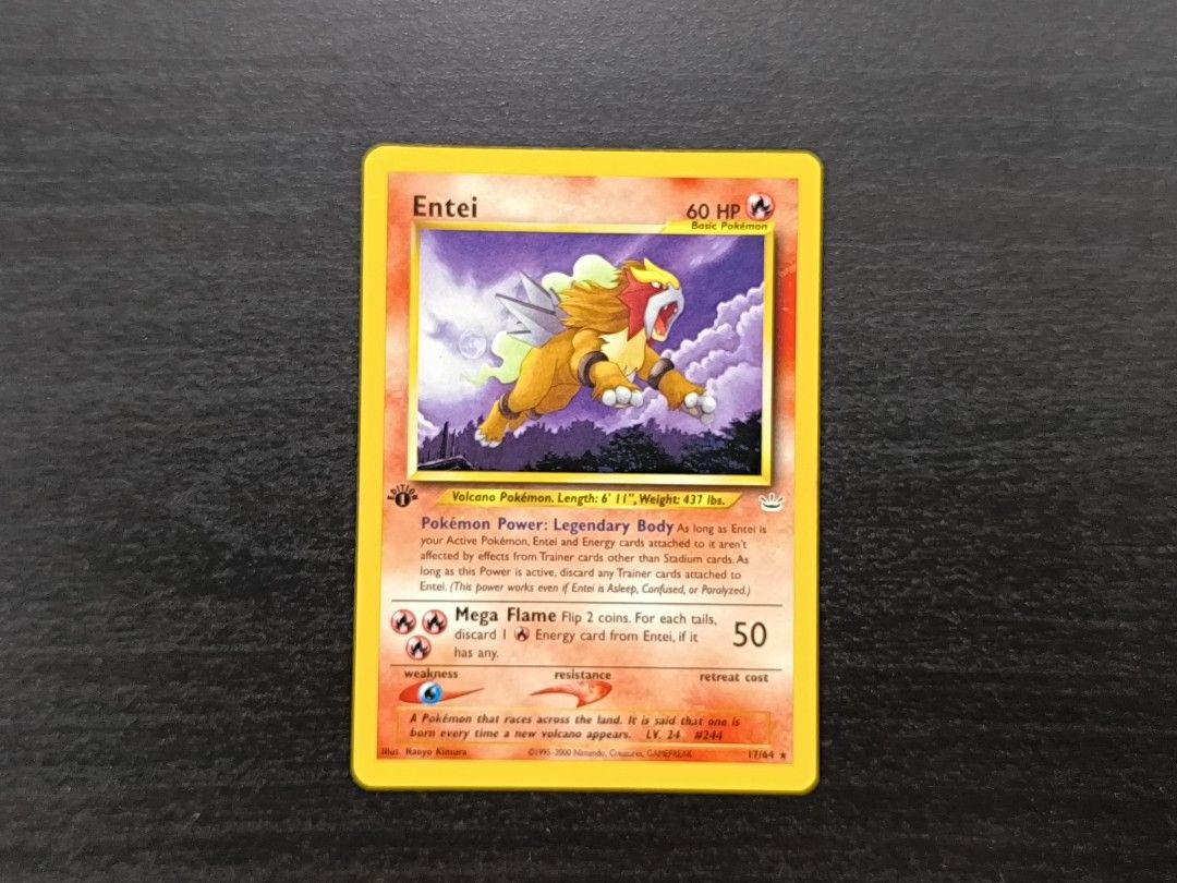 Pokemon Entei 17/64 Neo Revelation 1st Edition, Hobbies & Toys, Toys &  Games on Carousell