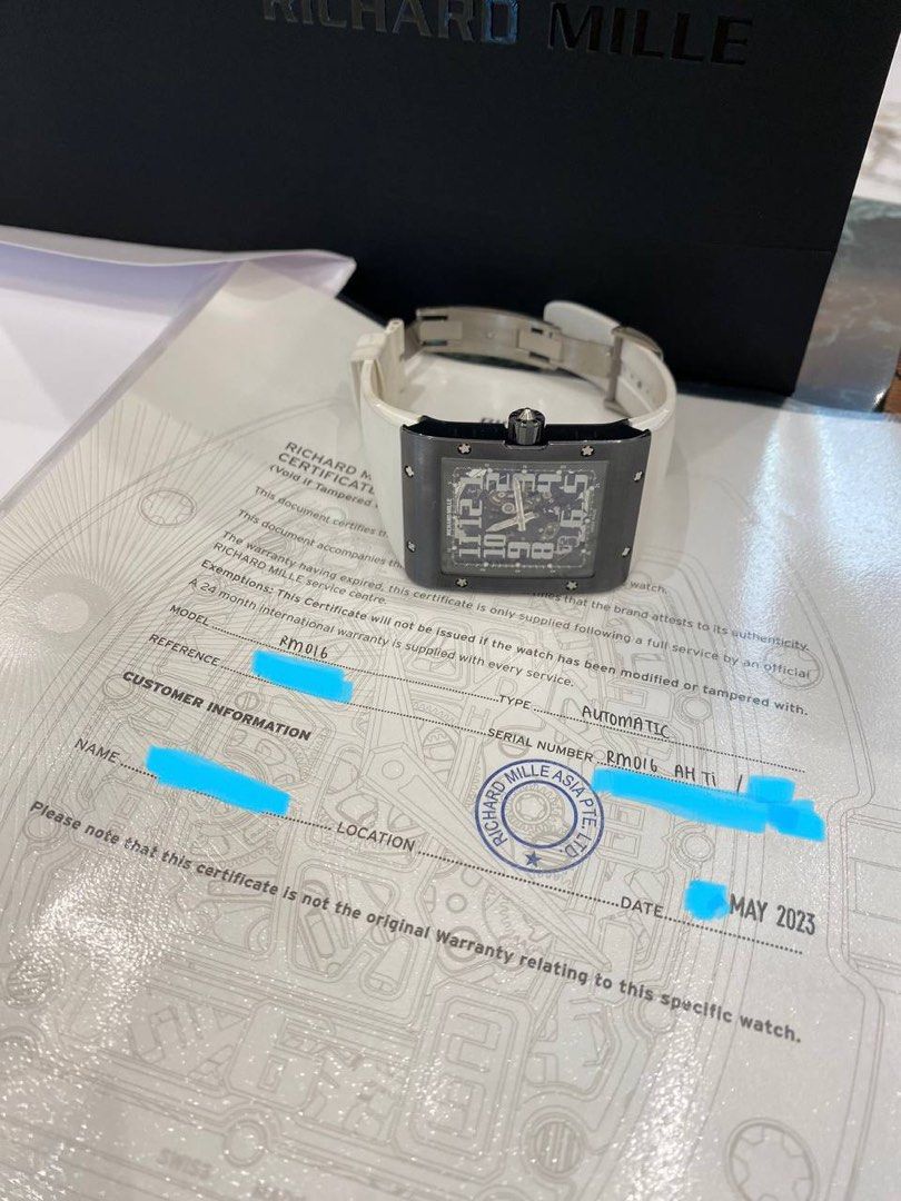 Richard mille certificate top
