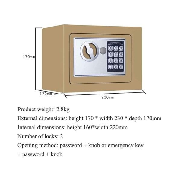 SAFETY VAULT With Key and Digital Lock Anti Theft Safe and Password ...