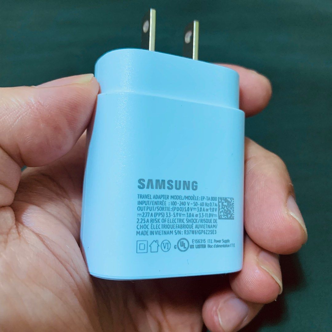 SAMSUNG Wall Adapter 25W Super Fast Charging ⚡️ with Type-C Cable (Category: Chargers & Cables) located in Manila. Submitted by walsgadsaccesorries (Listing ID 1324017875, Image 2). Description: Give your devices the powerful charging support they deserve. Samsung 25W Wall Charger provides Super Fast Charging at up to 25W for capable devices. Use Samsung original charger with an official Samsung Type C to Type C Charging Cable for optimum results
