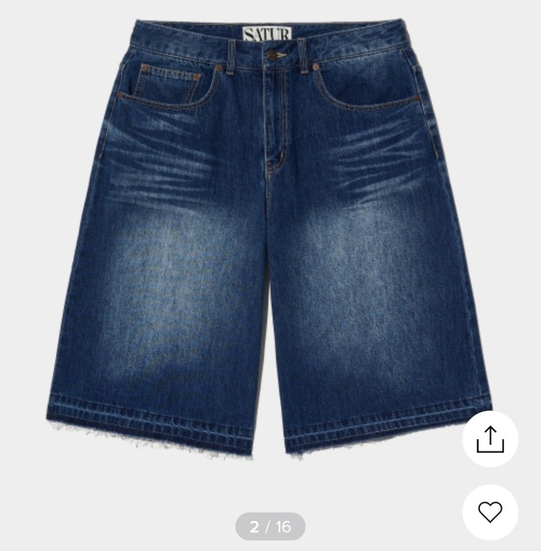 SATUR GABON DENIM BERMUDA PANTS INDIGO BLUE, Women's Fashion