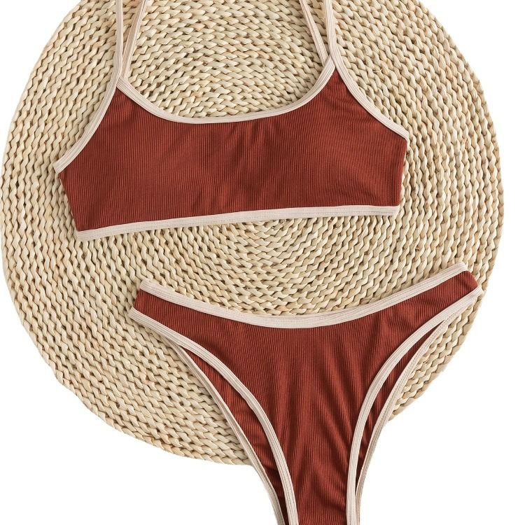 SHEIN Terra Cotta Bikini (Category: Bikinis & Swimsuits) located in Pasig City. Submitted by secondbase_ (Listing ID 1324166125, Image 2). Description: SHEIN Terra Cotta Bikini Color: Brownish Red/Terra Cotta Bra Style: Padded Size: Medium Never been used! Very good quality, comfy, bottoms are not too cheeky :) Complete w/ ziplock & hygienic liner .