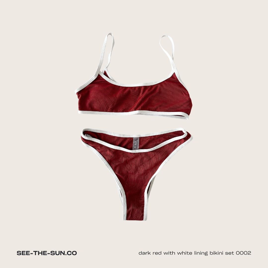 SHEIN Terra Cotta Bikini (Category: Bikinis & Swimsuits) located in Pasig City. Submitted by secondbase_ (Listing ID 1324166125, Image 1). Description: SHEIN Terra Cotta Bikini Color: Brownish Red/Terra Cotta Bra Style: Padded Size: Medium Never been used! Very good quality, comfy, bottoms are not too cheeky :) Complete w/ ziplock & hygienic liner .