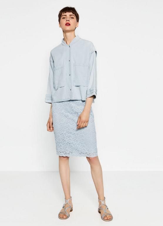 Lace pencil skirt zara deals
