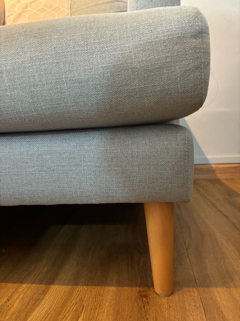 Sofa (Category: Sofas) located in Singapore. Submitted by av0cad0pie (Listing ID 1324072501, Image 3). Description: Length: 175cm / Width: 92cm / Height: 79cm Fabric: Light Blue Legs: Birch wood colour (light) Rarely used. Still in good condition. Seat covers can be machine washed. Bought at S$820.
