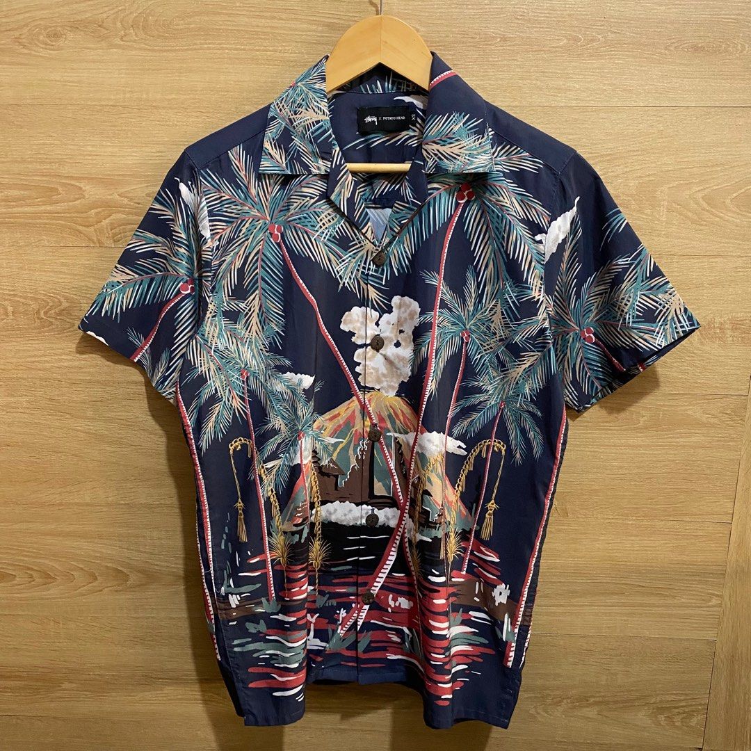 Stussy x Potato Head Bali Hawaii Shirt, Fesyen Pria, Pakaian 