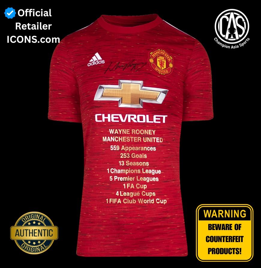 Wayne Rooney Front Signed Manchester United 2020-21 Home Shirt