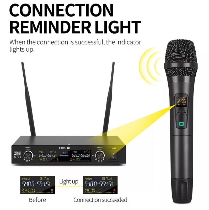 Xtuga U771 Top Quality Mic 2 Channels Handheld Wireless Microphone For ...