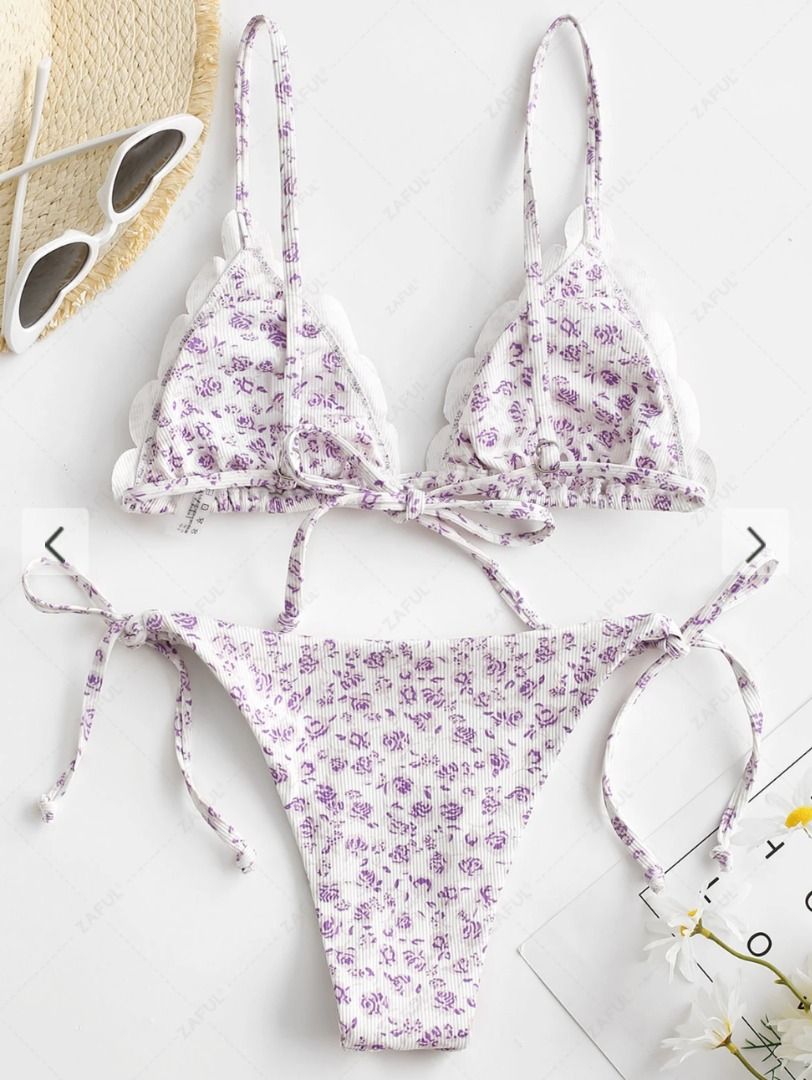 ZAFUL Tender Lover Ditsy Flower Bikini (Category: Bikinis & Swimsuits) located in Pasig City. Submitted by secondbase_ (Listing ID 1324164927, Image 3). Description: ZAFUL Tender Lover Ditsy Flower Bikini Pattern Type: Floral Material: Polyester, Spandex Bra Style: Padded Size: Medium Never been used! Very good quality, comfy, bottoms are not too cheeky :) Complete w/ ziplock & hygienic liner .