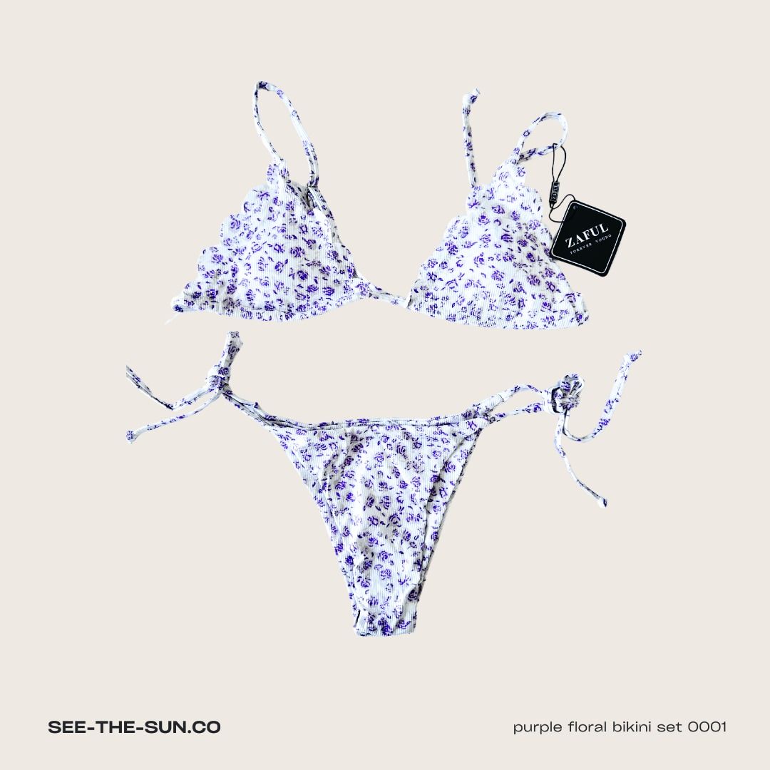 ZAFUL Tender Lover Ditsy Flower Bikini (Category: Bikinis & Swimsuits) located in Pasig City. Submitted by secondbase_ (Listing ID 1324164927, Image 1). Description: ZAFUL Tender Lover Ditsy Flower Bikini Pattern Type: Floral Material: Polyester, Spandex Bra Style: Padded Size: Medium Never been used! Very good quality, comfy, bottoms are not too cheeky :) Complete w/ ziplock & hygienic liner .