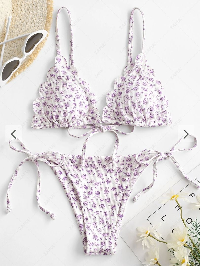 ZAFUL Tender Lover Ditsy Flower Bikini (Category: Bikinis & Swimsuits) located in Pasig City. Submitted by secondbase_ (Listing ID 1324164927, Image 2). Description: ZAFUL Tender Lover Ditsy Flower Bikini Pattern Type: Floral Material: Polyester, Spandex Bra Style: Padded Size: Medium Never been used! Very good quality, comfy, bottoms are not too cheeky :) Complete w/ ziplock & hygienic liner .