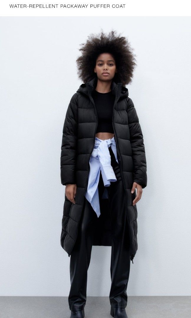 Zara Water repellent longline puffer jacket