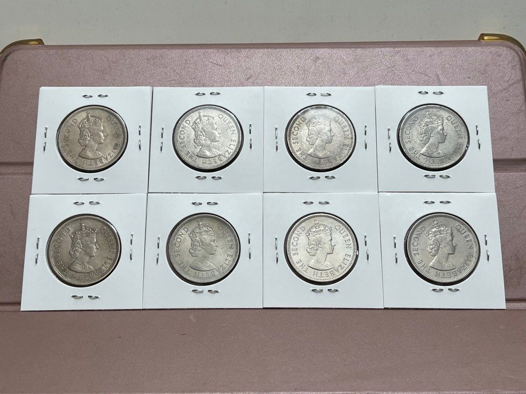 大壹圓全套）香港政府1960-75年硬幣大一元英女皇伊麗莎白二世共八枚Government of Hong Kong Queen Elizabeth  ll 1960-75 $1 full set 8 pieces, 興趣及遊戲, 收藏品及紀念品,