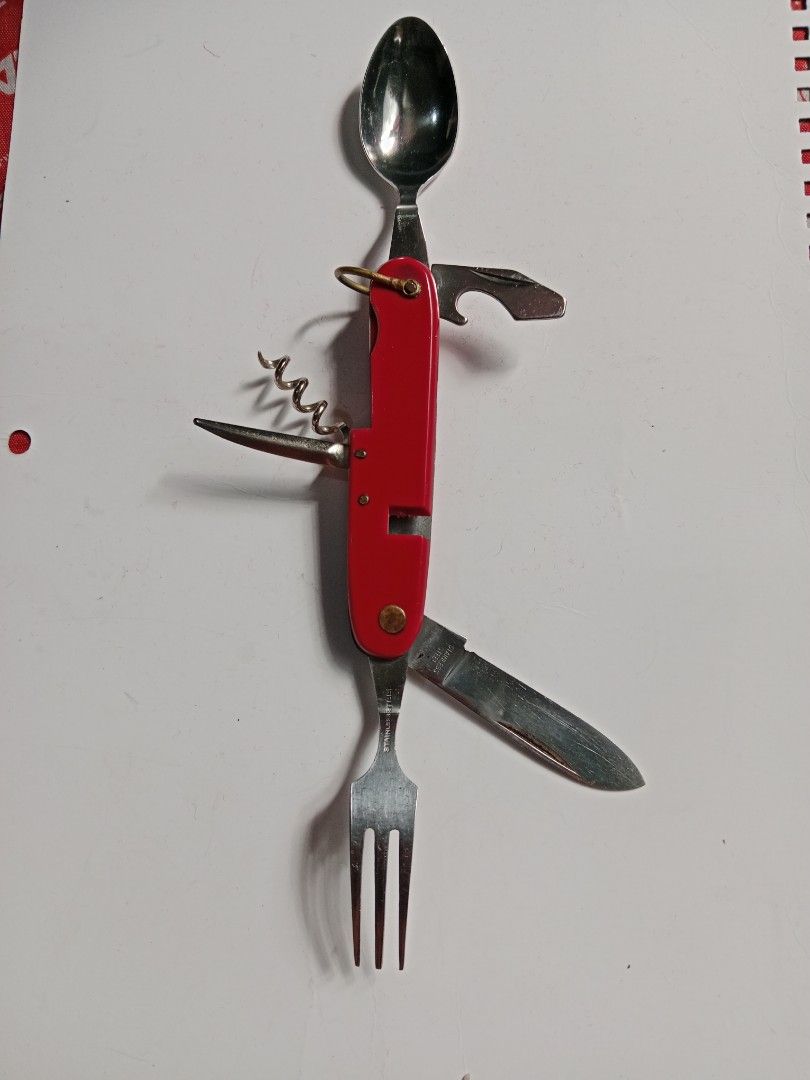 6-in-1 multifunctional knife (Category: Knives & Chopping Boards) located in Tabaco. Submitted by fritznicoleshoppe (Listing ID 1324245573, Image 1). Description: multifunctional knife (fork & spoon, corkscrew, swiss knife, bottle opener, etc. stainless steel.