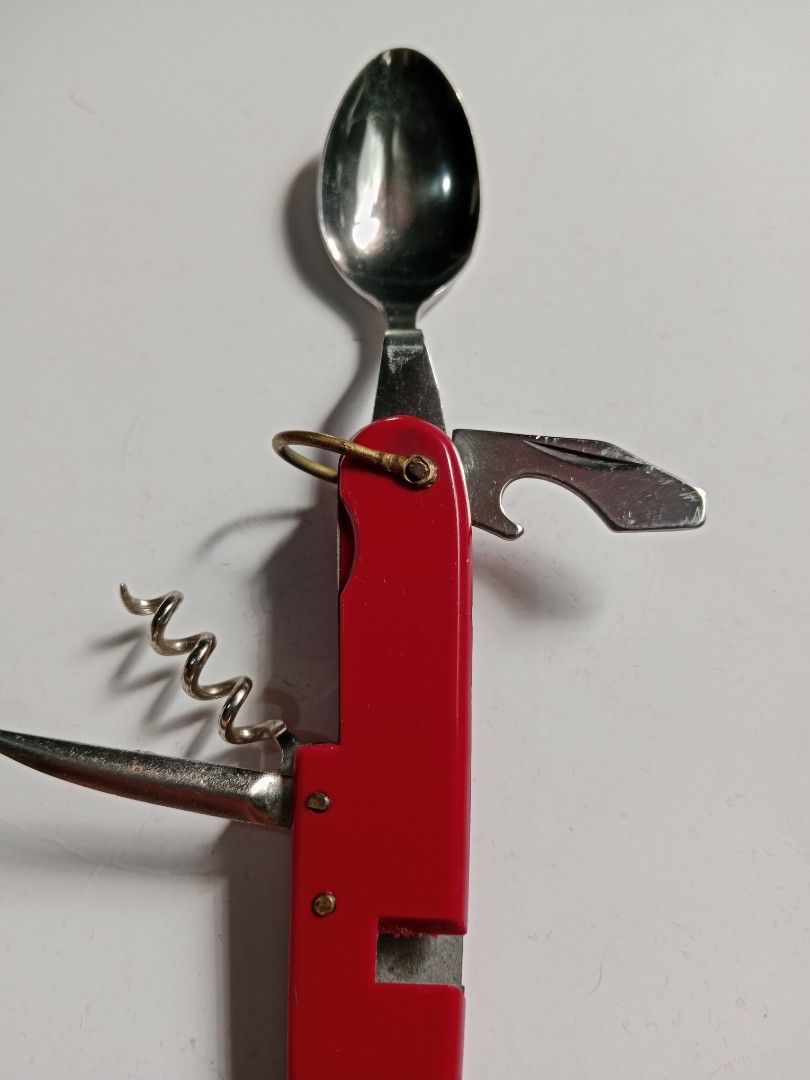 6-in-1 multifunctional knife (Category: Knives & Chopping Boards) located in Tabaco. Submitted by fritznicoleshoppe (Listing ID 1324245573, Image 3). Description: multifunctional knife (fork & spoon, corkscrew, swiss knife, bottle opener, etc. stainless steel.