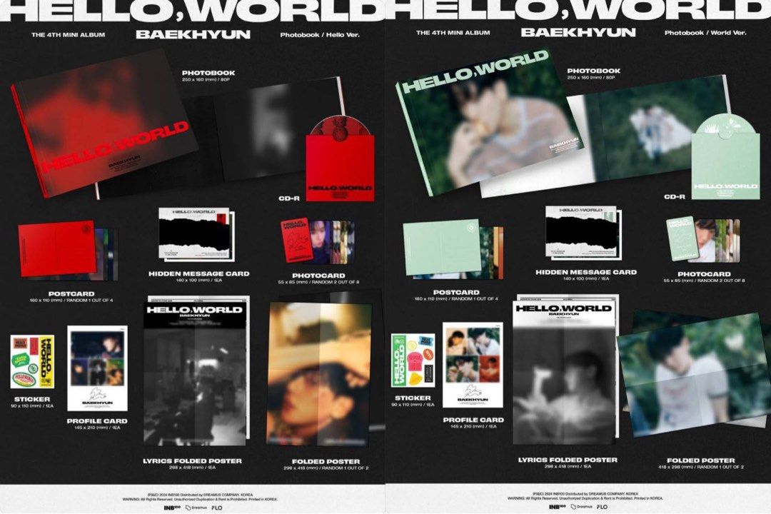 BAEKHYUN EXO - Hello, World [Photobook Ver.] 4th Mini Album (World Ver.) + Gift Card Set