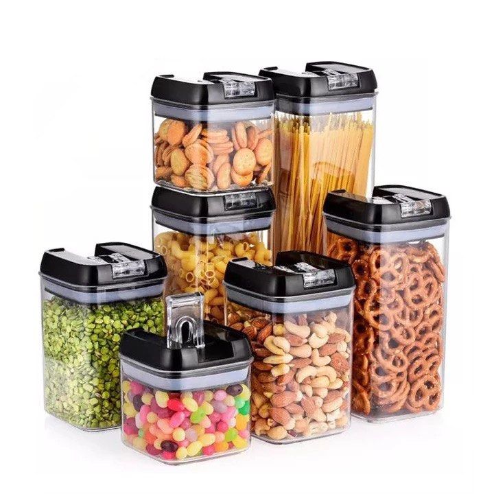 Airtight Container (Category: Food Organization & Storage) located in Mandaluyong City. Submitted by mommysellslegit (Listing ID 1324208621, Image 2). Description: Available in set of 5’s and 7’s choose from black or white lid airtight container .