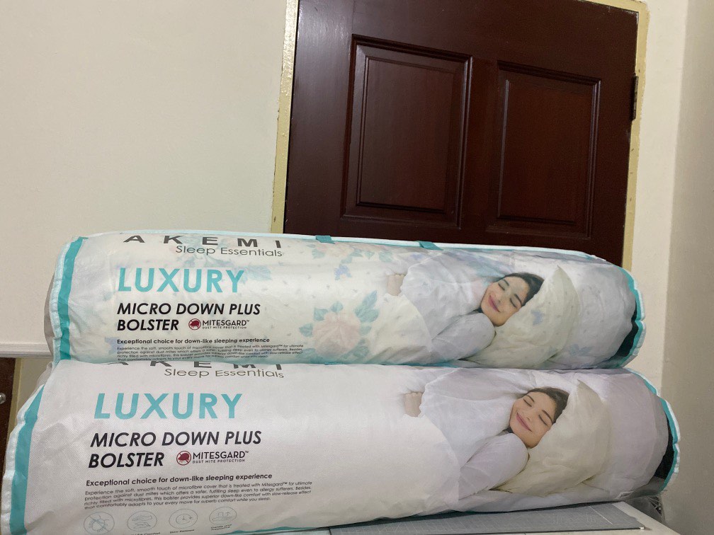 akemi sleep essentials luxury micro down plus bolster Furniture Home Living Bedding Towels on Carousell