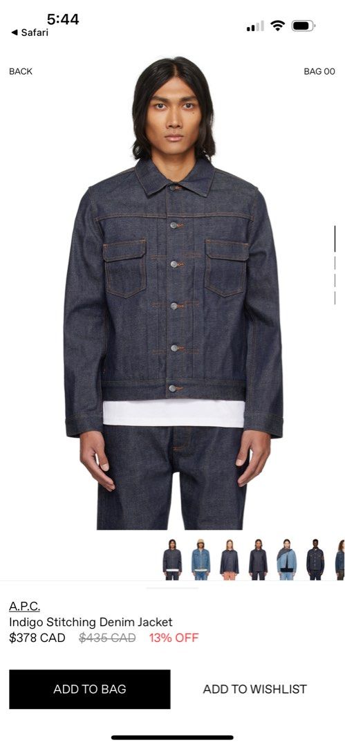 Apc raw denim jacket on sale