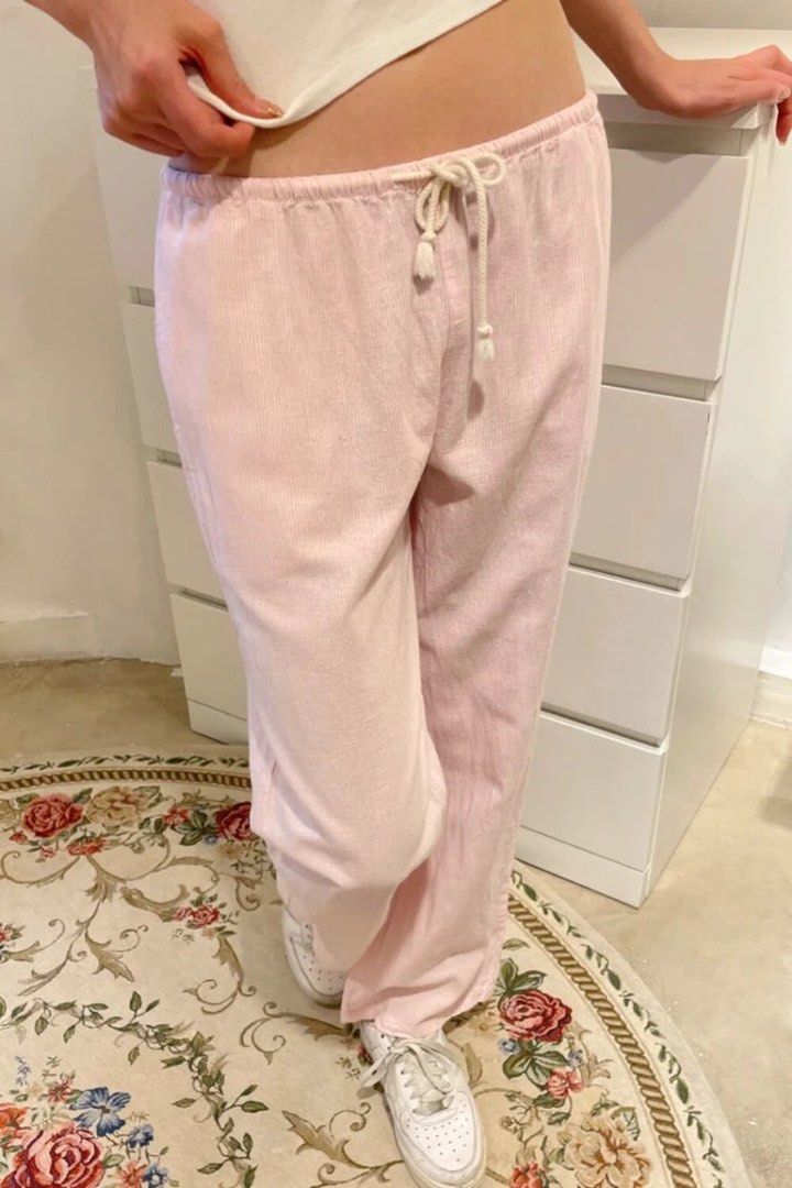 Brandy Melville Pink Nanda Striped Linen Pants Women s Fashion Bottoms Jeans Leggings on Carousell