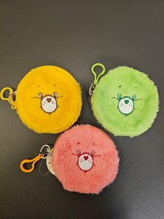 全新韓國直送care bears 毛毛圓形匙扣散紙包透明證件小包 化妝袋64244114398850110