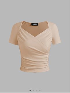 Cider v領 緊身 上衣 杏色 女裝64246532255875110