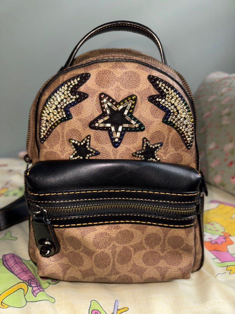 Coach Campus Backpack Signature Rainbow Studs and Crystals