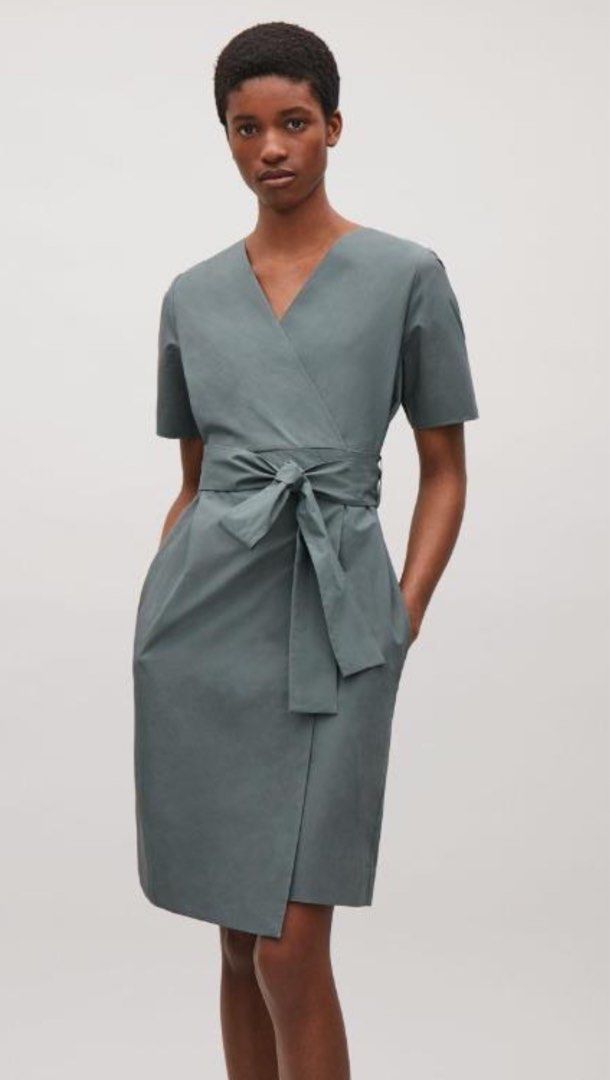 COS Wrap Over Cotton Dress Women s Fashion Dresses Sets Dresses on Carousell