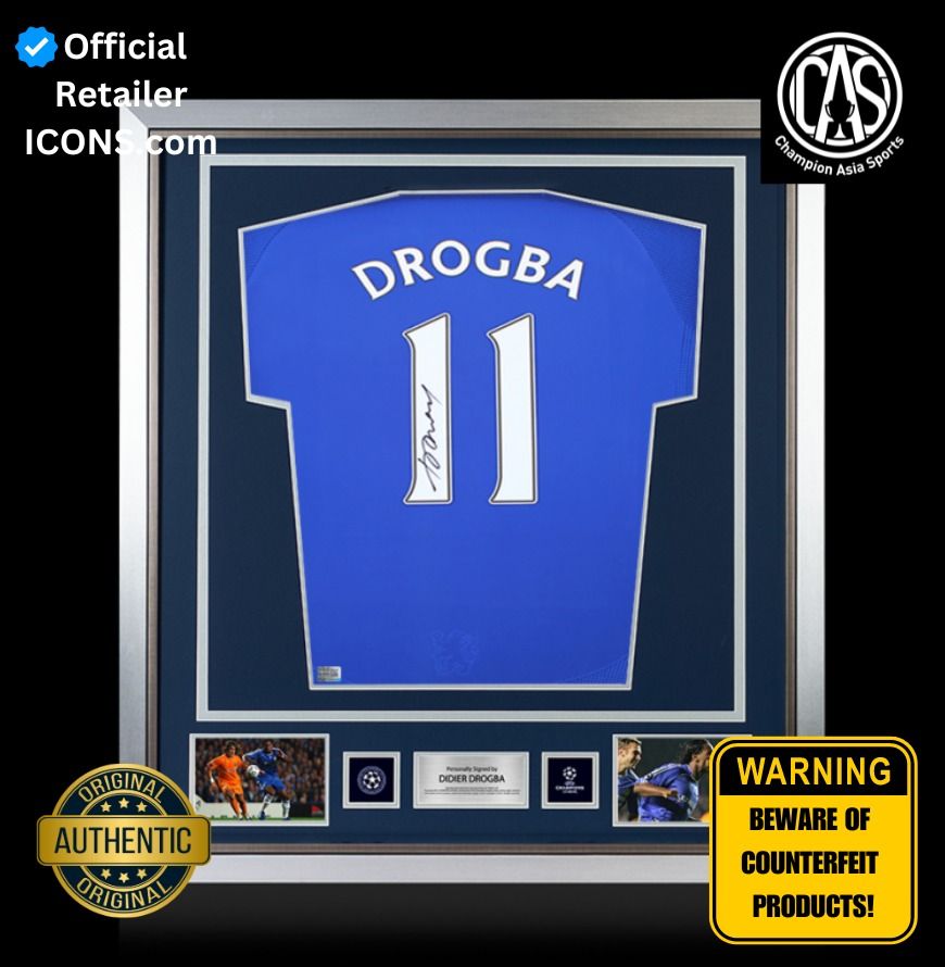 Didier Drogba Official UEFA Champions League Back Signed and Framed ...