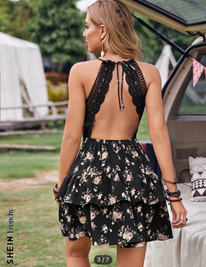Floral Lace Backless Dress (Category: Dresses) located in Quezon City. Submitted by chideclutters (Listing ID 1324343570, Image 2). Description: • never worn.