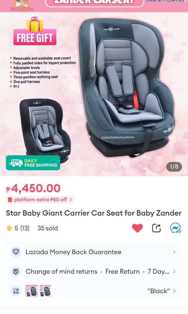 Giant Carrier Car Seat Babies Kids Going Out Car Seats on Carousell