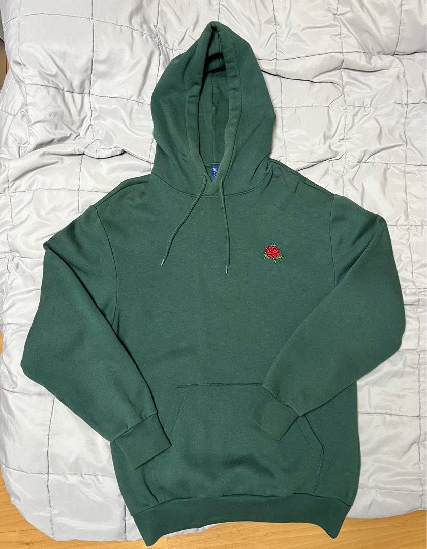 H M divided green hoodie Men s Fashion Tops Sets Hoodies on Carousell
