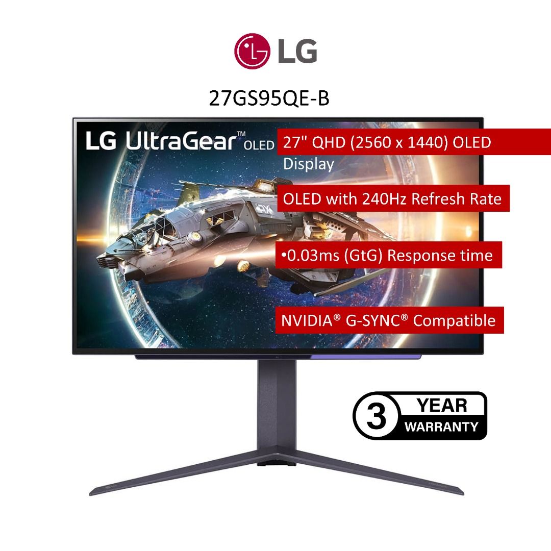 LG 27GS95QE-B 27.0 INCH QHD 2560 X 1440 OLED DISPLAY 240HZ HDMI 2.1 ...