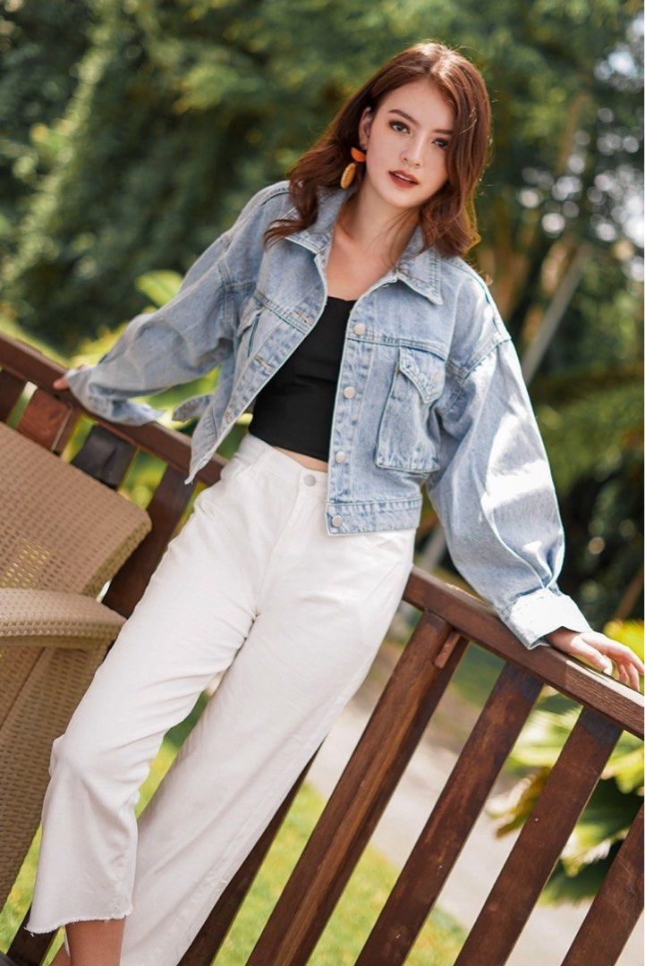 lovet skye basic denim boyfriend jacket light washed