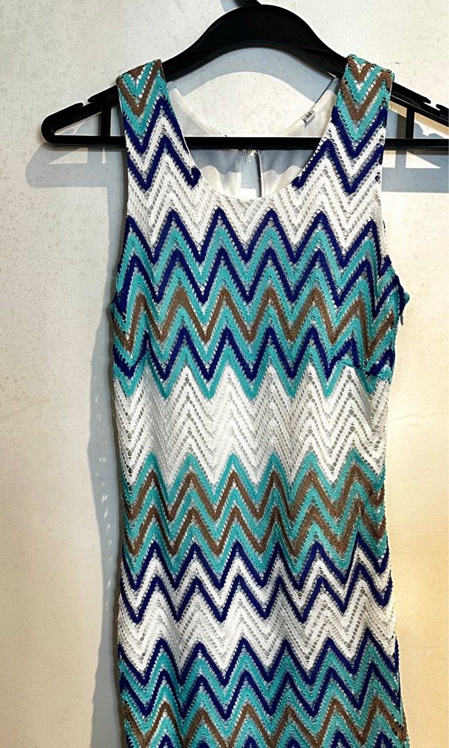 Missoni style blue striped crochet summer dress Carousell