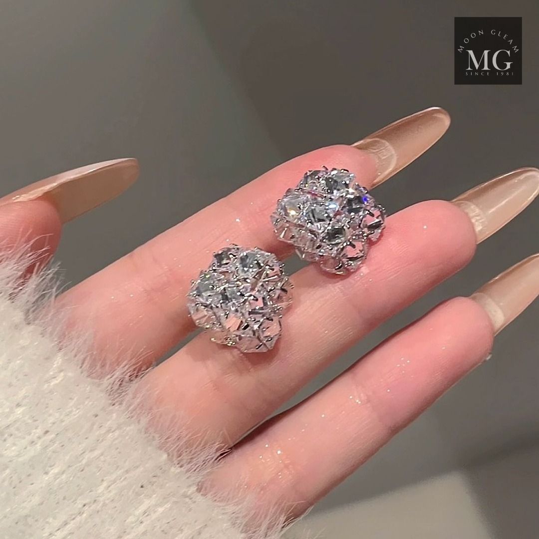 Moon Gleam 18K Gold Plated 925 Silver Post Cubic Crystal Stud Earrings Women s Fashion Jewelry Organisers Earrings on Carousell