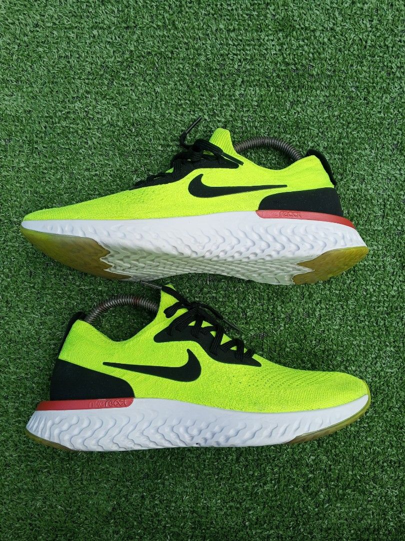 Nike Epic React Flyknit Volt Bright Crimson Men s Fashion Footwear Sneakers on Carousell