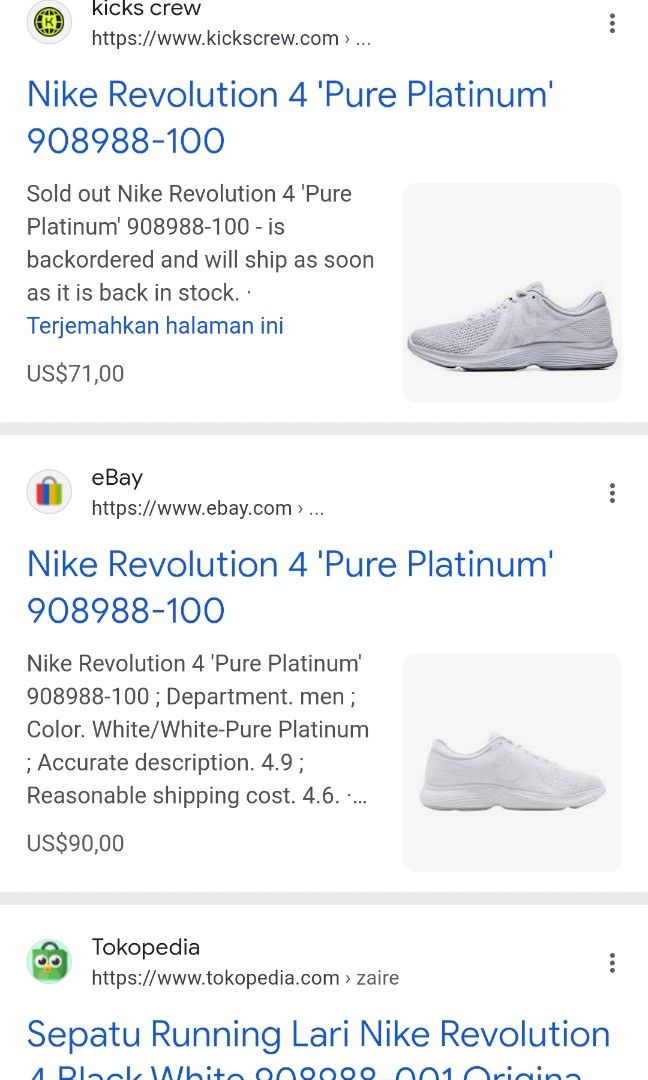 Tokopedia Sepatu Nike Revolution Nike Revolution Pure Platinum