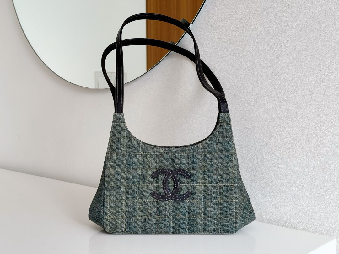 RARE Chanel Vintage Denim Chocolate Bar Shoulder Bag Luxury Bags Wallets on Carousell