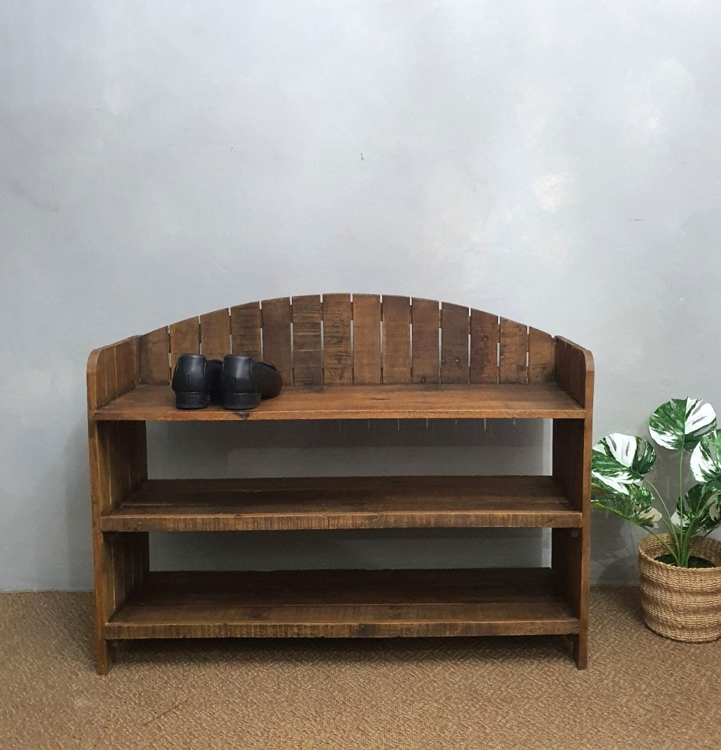 Beautiful rustic solid wood shoe rack, Furniture & Home Living ...