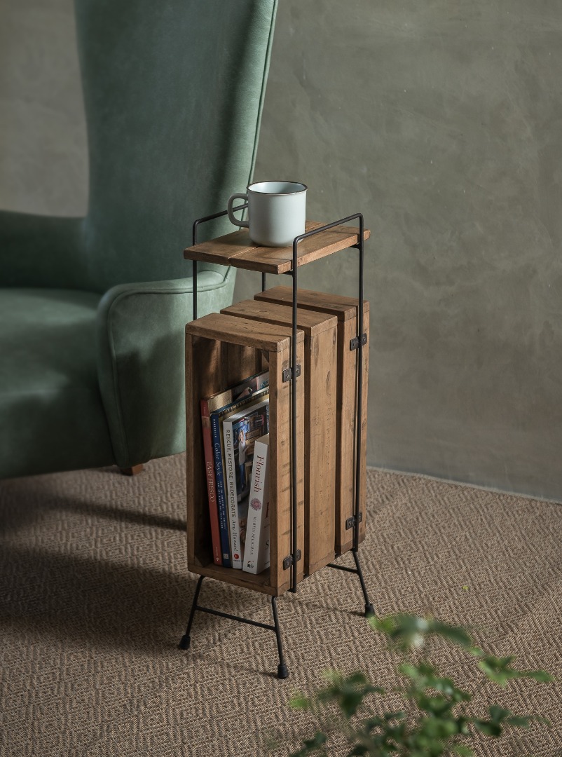 Rustic solid wood side table and rack, Furniture & Home Living ...