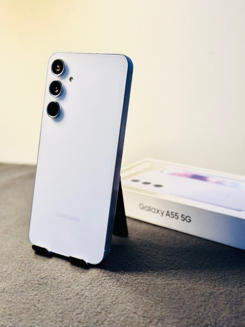 SAMSUNG A55 5G 256 GB (Category: Samsung) located in Angeles City. Submitted by edelle18 (Listing ID 1324364644, Image 3). Description: For Sale Samsung A55 5G 8/256 Awesome Iceblue Factory Unlocked from Samsung store Complete with box cases 3 months used No issue meet up angeles.