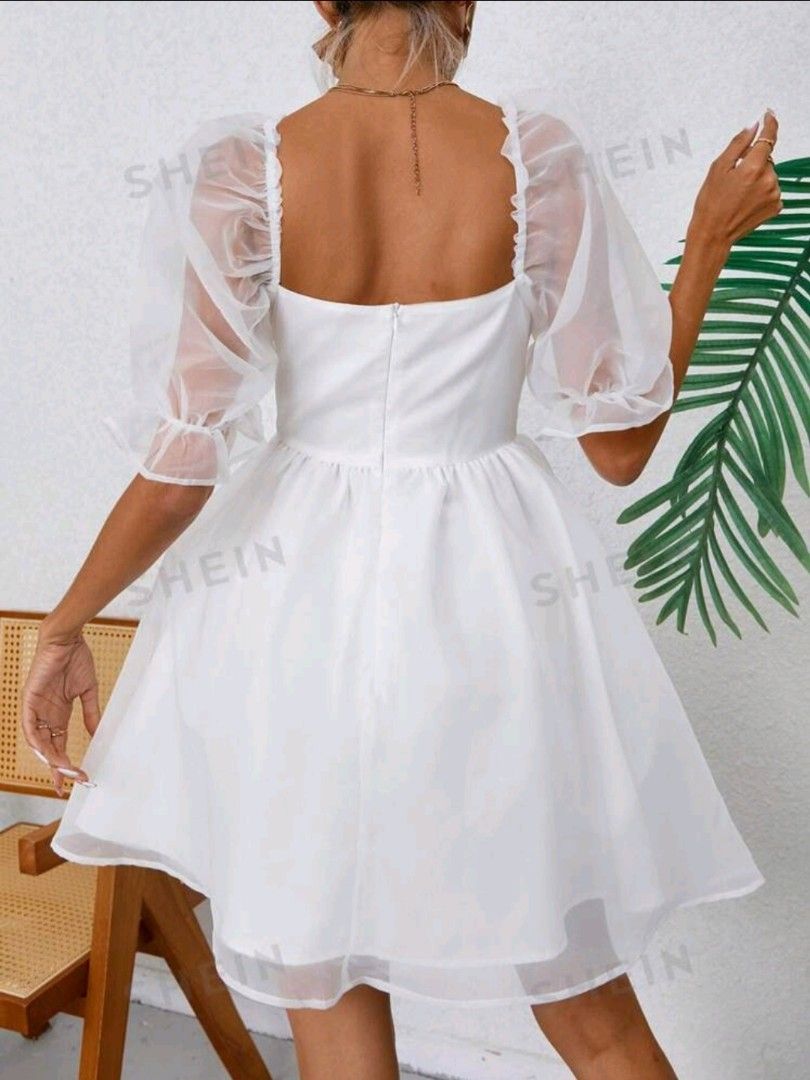 SHEIN Priv Square Neck Flounce Sleeve Mesh Overlay Dress, Women's Fashion, Dresses & Sets, Dresses on Carousell SHEIN Priv Square Neck Flounce Sleeve Mesh Overlay Dress, Women's Fashion, Dresses & Sets, Dresses on Carousell
