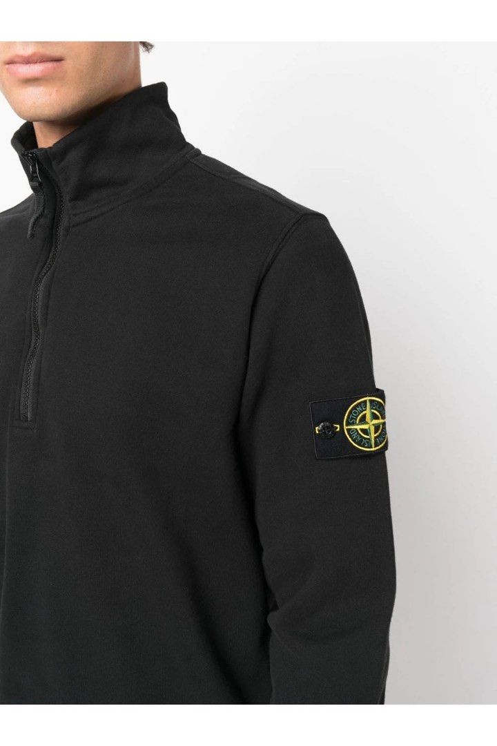 Stone Island Black Quarter Zip Men s Fashion Tops Sets Tshirts Polo Shirts on Carousell